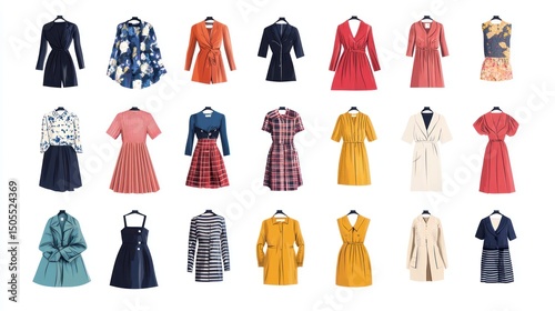 Web-style layout showing fashion clothes in columns