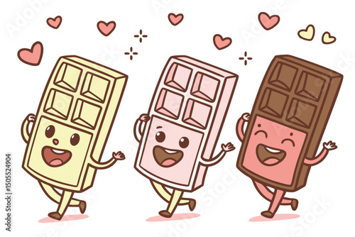 Happy chocolate bars cartoon characters dancing