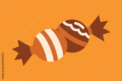 Two chocolate candies in wrapper flat design