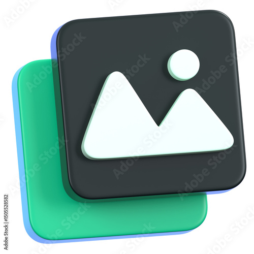 Photo gallery icon isolated. General user interface icon concept. 3D Illustration.