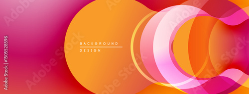 Abstract design features overlapping layers, vibrant orange, pink gradients. Modern aesthetic, suitable for backgrounds, presentations.