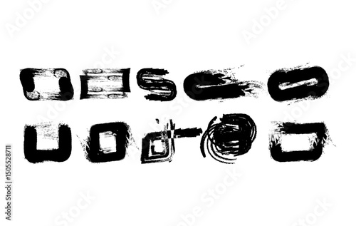 Collection of Hand Drawn Ink Brush Strokes and Shapes
