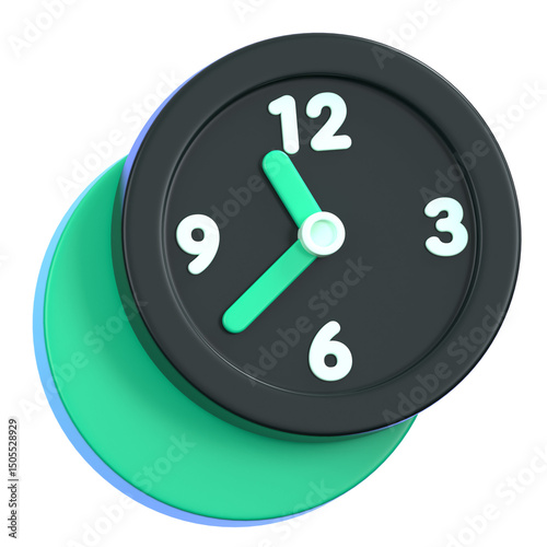 Clock icon isolated. General user interface icon concept. 3D Illustration.