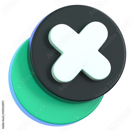 Denied or cancel sign symbol icon isolated. General user interface icon concept. 3D Illustration.