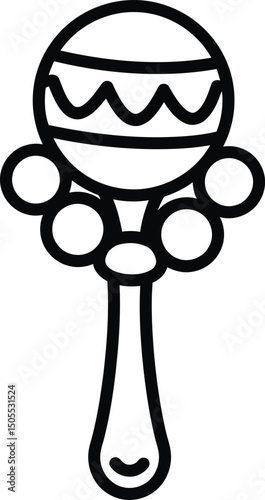 Rattling Rhythm: A simple illustration captures the playful essence of a maraca. A single maraca sits center stage, it's form a celebration of rhythm and music.