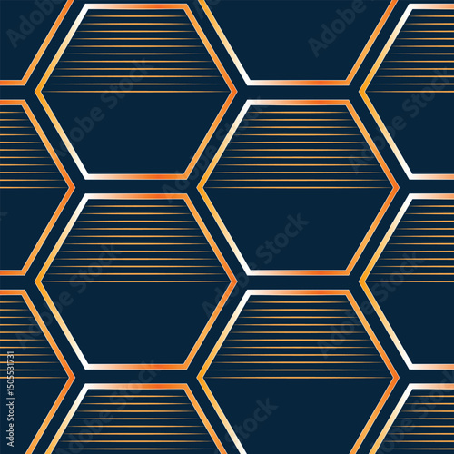 Gold outlined hexagons, elegant minimal design, premium digital wallpaper, chic abstract art