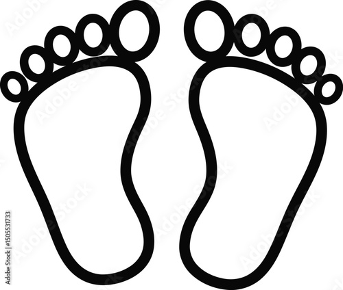 Footprints Symbol: Minimalist footprints symbol, simple design element isolated .