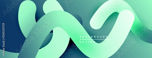 Abstract flowing shapes, teal hues dominate. Smooth gradients create depth, modern design element. Minimalist composition, calming visual experience.