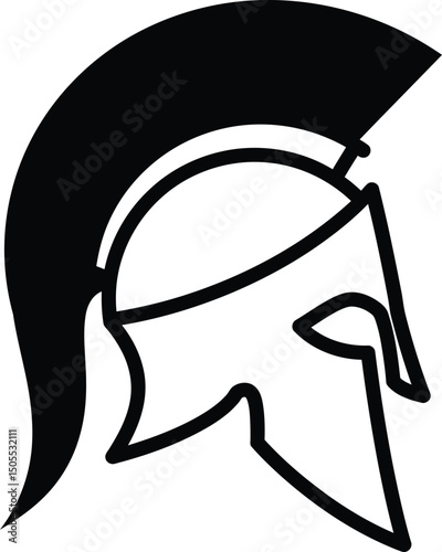 Spartan Helmet Silhouette: A bold, monochrome image of a Spartan helmet, evoking a sense of strength, courage, and the spirit of ancient warriors.