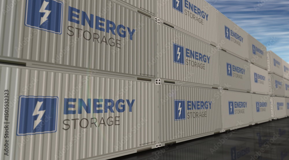 Fototapeta premium Energy storage cargo shipping containers