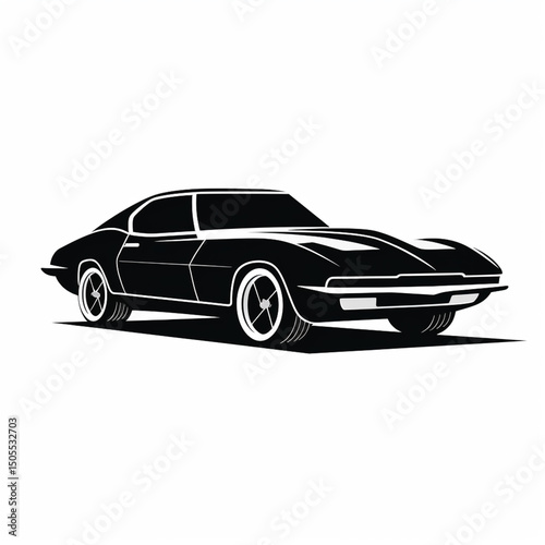 Car logo drawing retro illustration on white background. 