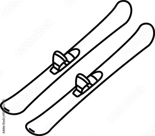 Winter Sports Duo: Isolated image of a pair of skis, ready for adventure and the thrill of the slopes, a symbol of winter sports and outdoor activity.