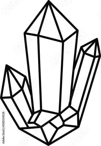 Crystals: Stunning sketch of a crystal cluster, a timeless emblem of geology and beauty, representing the fascinating elegance of the mineral realm.
