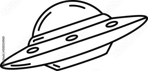 Unidentified Flying Object Illustration: A simplified, yet intriguing illustration of a classic unidentified flying object, capturing a sense of mystery and wonder.