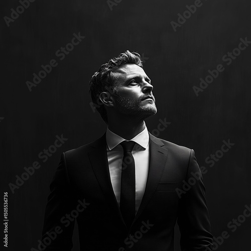 a white silhouette of a project manager or leader with a black ground 