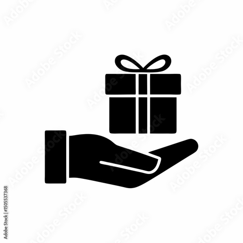 Minimal Gift in Hand Vector Icon.