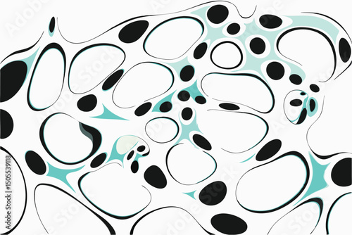 Abstract organic shape design with white background and turquoise accents
