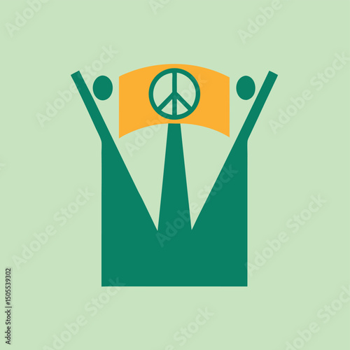 Abstract peace symbol with geometric figures in a minimalist design