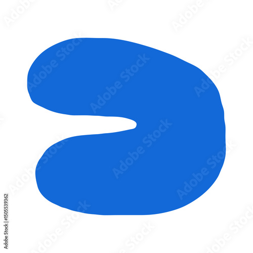Abstract element of figure in children's doodle style blue color on white background