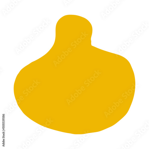 Abstract element of figure in children's doodle style yellow color on white background