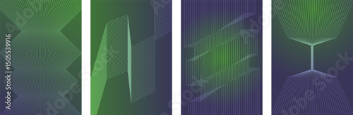 Modern gradient poster background vector collections. Cover template with vibrant perspective geometric prism shapes, line. Ideal design for social media, cover, banner, flyer.