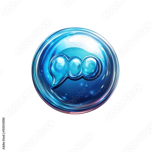 A mesmerizing blue communication orb glowing with shared ideas and digital on transparent background