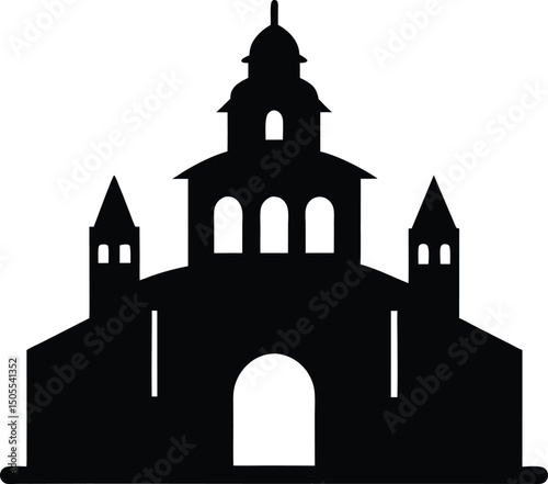 silhouette of church
