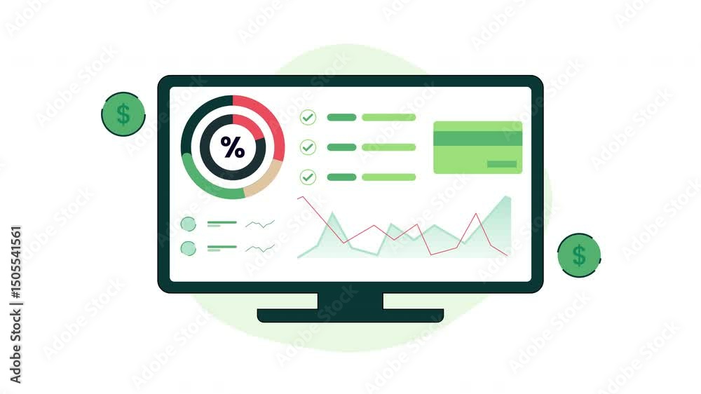 Budget smart financial dashboard animation vector finances. Ideal for managing personal or business expenses efficiently and effectively. Perfect for financial websites.
