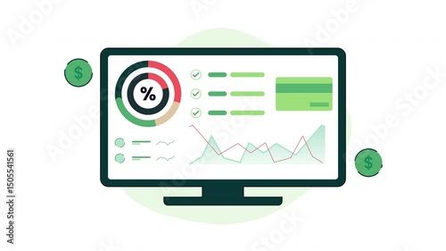 Budget smart financial dashboard animation vector finances. Ideal for managing personal or business expenses efficiently and effectively. Perfect for financial websites.