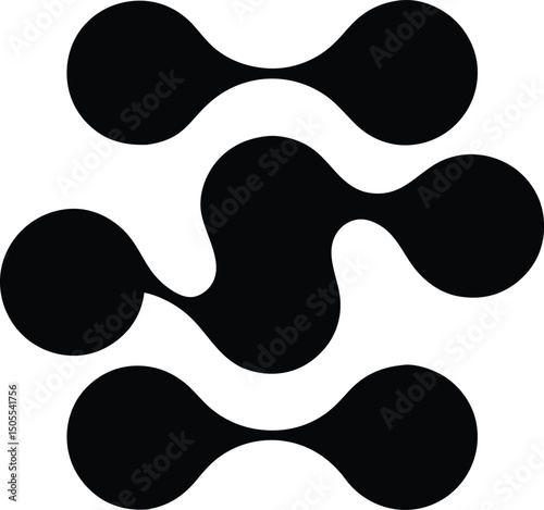 Black silhouette vector of a chemical molecular structure with transparency