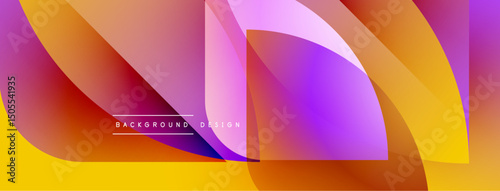 Abstract vibrant layers overlap. Gradient colors blend, creating dynamic visual effect. Modern design suitable for backgrounds, banners.