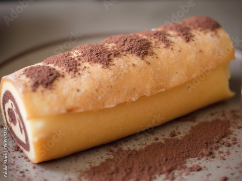 Rolled Dessert with Chocolate Powder