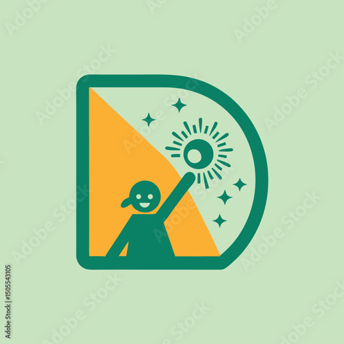 Child reaching for the sun symbolic of dreams and aspirations in colorful illustration