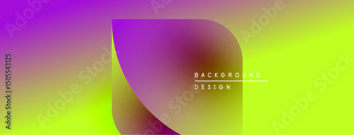 Vibrant gradient background features overlapping purple, pink, yellow shapes. Text reads background design in capital letters. Minimalist aesthetic.
