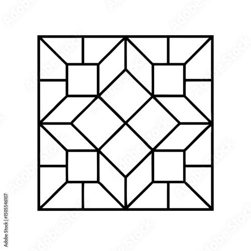 Geometric quilt pattern, black and white design, for textile, craft projects