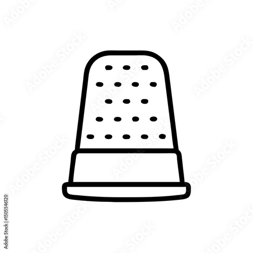 Sewing thimble, line art illustration, white background, for craft projects