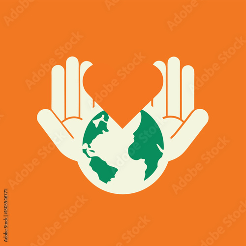 Earth supported by hands with heart symbolizing global love and compassion