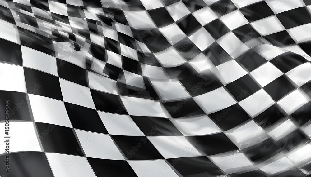 Obraz premium Abstract Checkered Flag Wave in Black and White