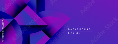Abstract geometric shapes blend vibrant purple hues. Modern design evokes energy, depth, visual interest. Minimal text complements composition.