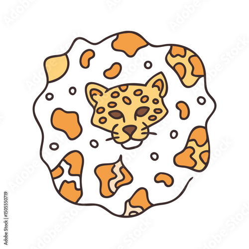 Leopard head surrounded by leopard skin pattern creating a modern logo graphic