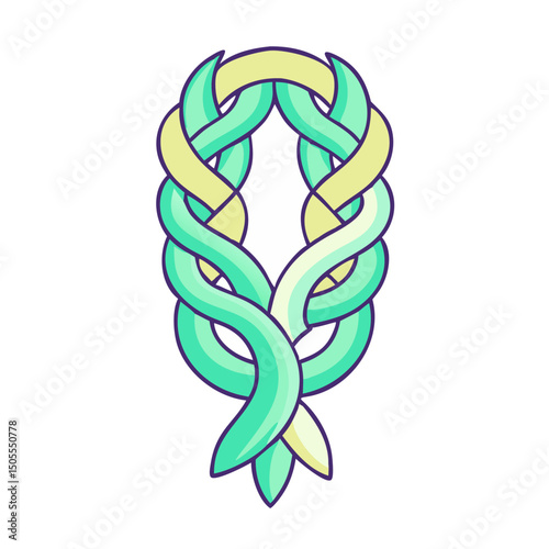 Stylized DNA strand illustration with interweaving pastel green and yellow segments