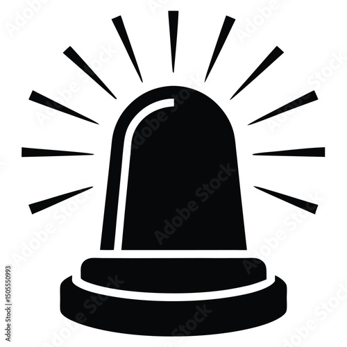 Black and White Emergency Siren with Rays Emanating from the Dome Design