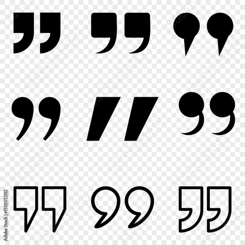 Quote Icons Set – Speech Bubble & Quotation Mark Vector Symbols