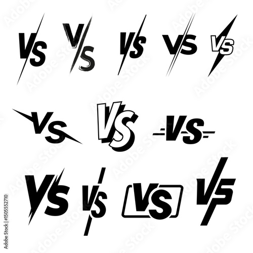 VS Icons Set – Versus Symbol Vector Design for Battle, Game, and Comparison UI