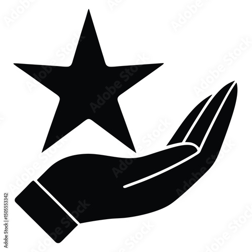 Black Hand Offering a Star, Symbol of Quality or Giving