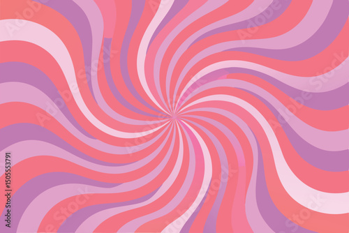 Retro swirl abstract background with pink and peach color tones on transparent surface