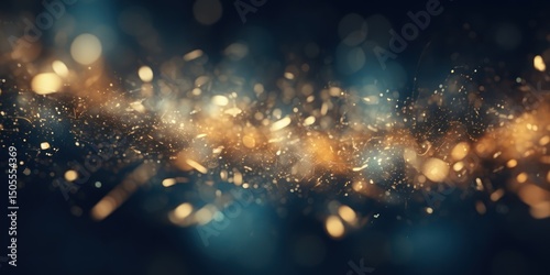 A golden and blue abstract background with a golden sparkles and dust effect.