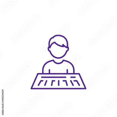Keyboard player icon for music education apps and electronic music platforms