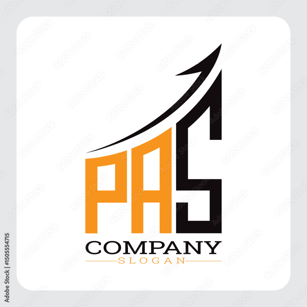 Fototapeta premium PAS Company Logo Design Growth vector, PAS Upward Arrow Business Success Logo vector, PAS Corporate Branding Logo , PAS logo design, PAS simple and modern logo, PAS business finance logo design, etc.
