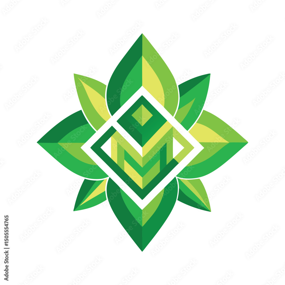 Obraz premium Green Lotus Flower Logo
